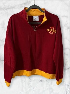 Champion red and cardinal gold Iowa State Cyclones 1/4 zip sweatshirt 2XL